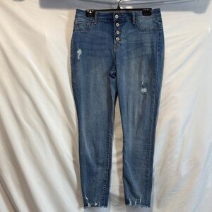Rewash Women's Blue Distressed Skinny Jeans